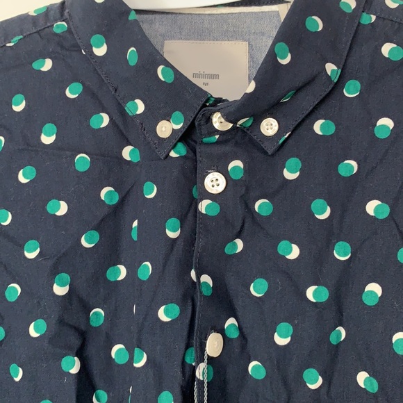 Men’s Minimum Green and white polkadot dress shirt - Picture 2 of 8